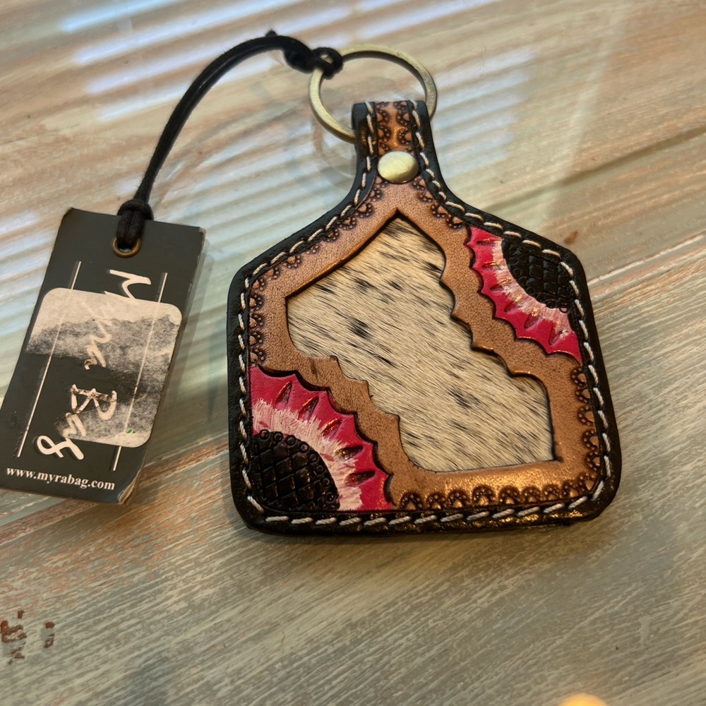 Myra Bag Brown and Pink Key Holder